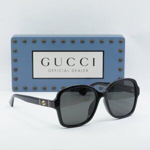 Gucci GG0765SA 002 Butterfly Sunglasses - Black/Grey